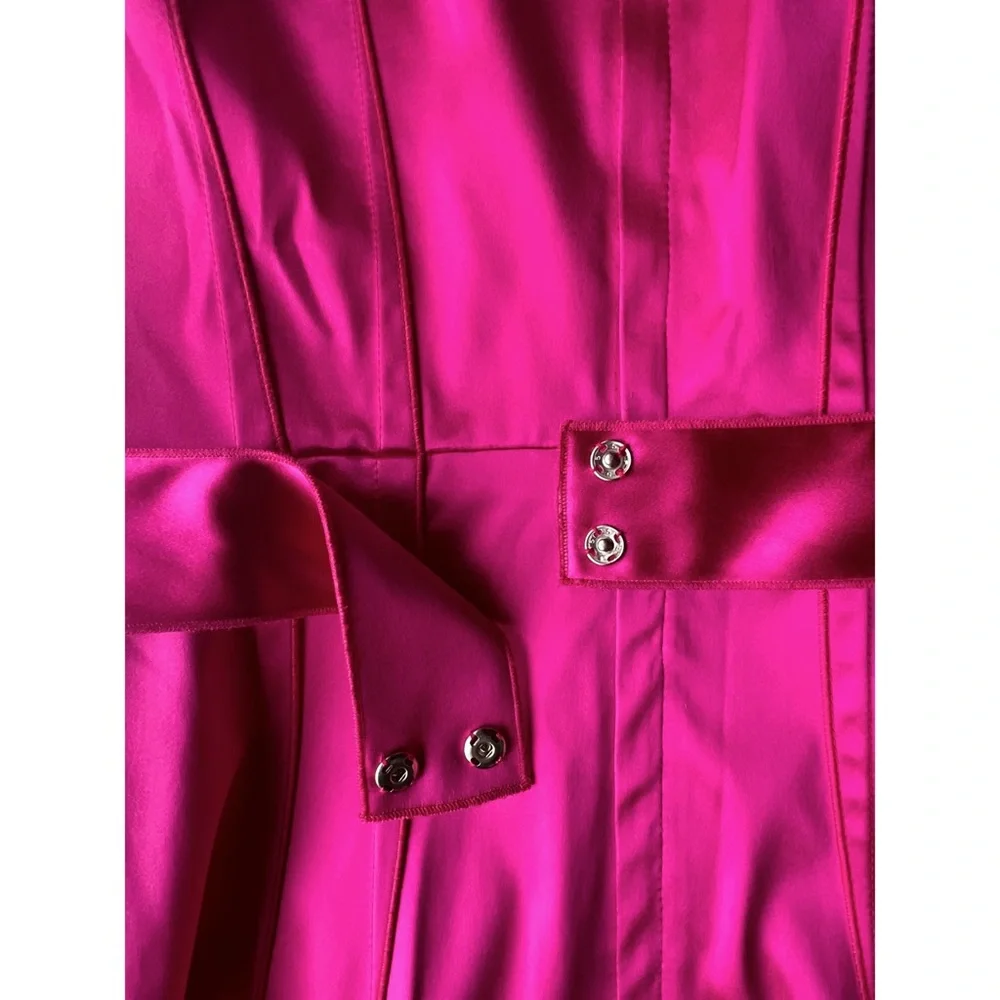 💝 Dolce & Gabbana Magenta Satin Sleeveless Belted Cocktail Dress 💝 - Picture 5 of 12